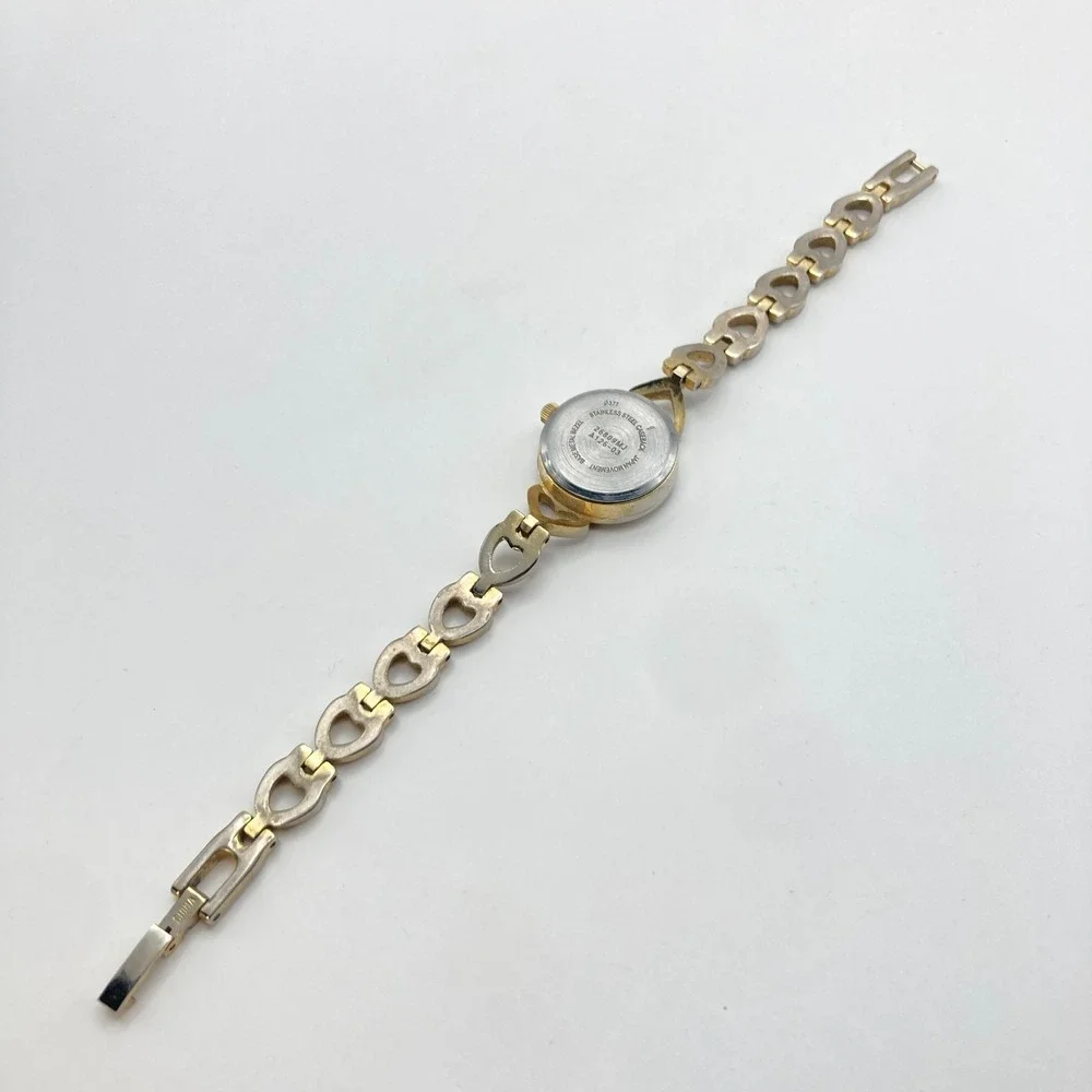 Vintage Women's Watch Heart Links Silver Gold Tone 21mm New Battery SMALL 6